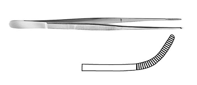 BROPHY Пінцет анатомічний; зігнутий; із зубчиками; 20,0см; ширина бранш 1,9+/-0,2. Tontarra Medizintechnik GmbH